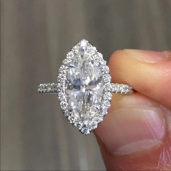 Jewelry - New Marquise Cut 925 Silver Diamond Elegant Ring